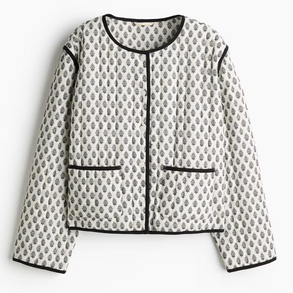 H & M Black and White Quilted Jacket